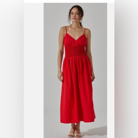 Astr Red Spaghetti Strap Sundress for Weddings - Picture 1 of 11